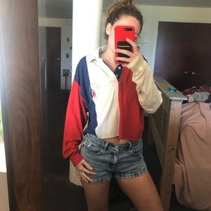 vtg collared cropped Olympic 1996 America crop top